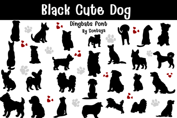 Black Cute Dog: A Charming Dingbats Font for Modern Web Design Projects