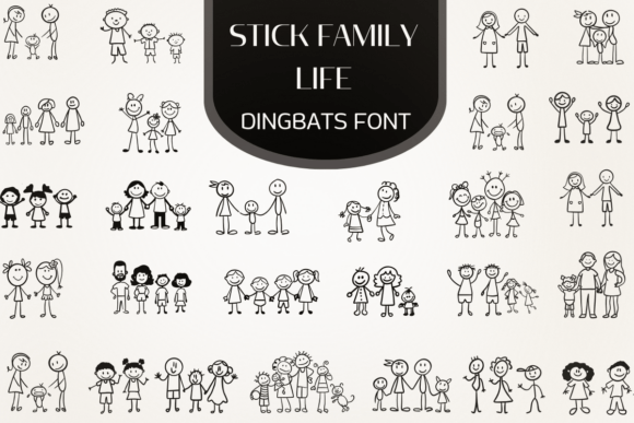Stick Family Life: A Heartwarming Dingbats Font for Family-Centric Design